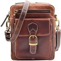 Mens Real Leather Small Cross Body Travel Organiser Casual Bag Man Bags Brown