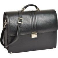 Mens Real Leather Briefcase Cross Body Classic Bag Organiser Messenger CARTER (Black)
