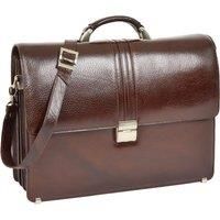 Mens Real Leather Briefcase Cross Body Classic Bag Organiser Messenger CARTER (Brown)