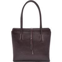 Womens Real Leather Classic Tote Style Zip Opening Large Shoulder Bag