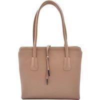 Womens Real Leather Classic Tote Style Zip Opening Large Shoulder Bag