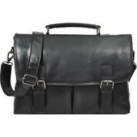 Mens Real Leather Briefcase Cross Body Classic Bag Organiser Messenger Tom Black