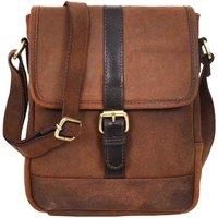 Real Leather Man Flight Bag Mens Cross Body Messenger Medium Size Odin Brown