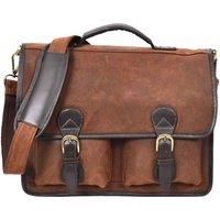 Mens Real Leather Organiser Laptop Bag Vintage Brown Briefcase Finn