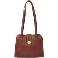 Womens Tote Leather Bag Small Size Trendy Handbag HOL833 (Brown)