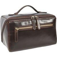Mens Real Leather Toiletries Wash Shaving Bag Travel Pouch Tripper Brown