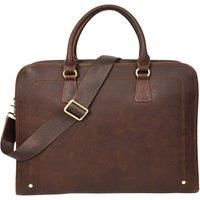 Real Leather Cross Body Briefcase Organiser Shoulder Bag Belmont Rust Brown