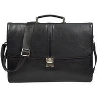 Mens Genuine Leather Briefcase Large Size Organiser Messenger Bag Erbil Black