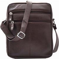 HOL Mens Real Leather Cross Body Pouch Organiser Flight Bag Ashland Brown