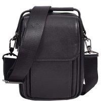 Mens Real Leather Small Multi Pockets Cross Body Organiser Pouch Peter Black