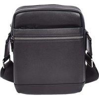 Mens Leather Cross Body Messenger Bag Medium Organiser Travel Pouch Justin Black