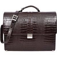 Mens Leather Croc-Print Briefcase Classic Bag Organiser Messenger Carter Brown