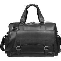 Real Leather Holdall Mid Size Weekend Overnight Cross Body Travel Bag Kensington Black