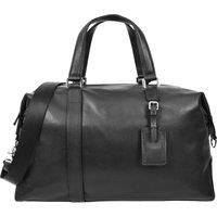Real Leather Holdall Mid Size Weekend Overnight Cross Body Travel Bag Aspen Black