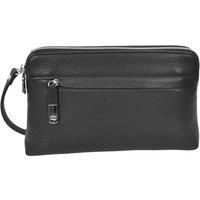 Mens Real Leather Wrist Bag Clutch Organiser Travel Pouch Stirling Black