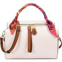 Womens Faux Leather Handbag Barrel Shape Shoulder Bag Georgia White
