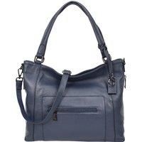 Womens Real Leather Handbag Tote Shoulder Bag Evelyn (Blue)