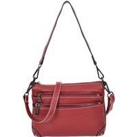 Womens Real Leather 2-in-1 Cross Body Shoulder Bag Classic Style Olivia (Red)