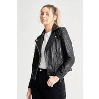BARNEYS Originals Women’s Leather Jacket in Black with Textured Detail – The Clara (as8, numeric, numeric_8, regular, regular, 8)