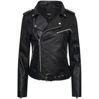 Plus Size Belted Leather Biker Jacket
