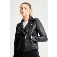 Petite Textured Leather Biker