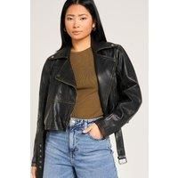 Cropped Washed Leather Biker