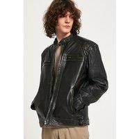 Quilted Shoulder Leather Jacket