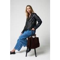 Brown Real Cow Leather Tote Bag