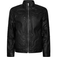 Barneys Originals Real Leather Funnel Neck Biker Jacket