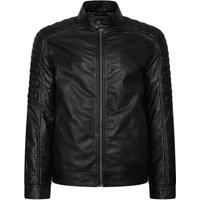 Barneys Originals Real Leather Quilted Sleeve Biker Jacket