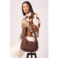 Barneys Originals Suede Shoulder Bag With Leather Piping
