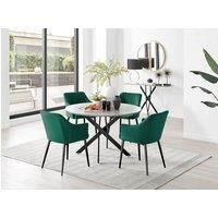 Novara Grey Concrete Effect Black Leg 120cm Round Dining Table & 4 Calla Black Leg Chairs
