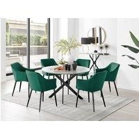 Novara Grey Concrete Effect Black Leg 120cm Round Dining Table & 6 Calla Black Leg Chairs