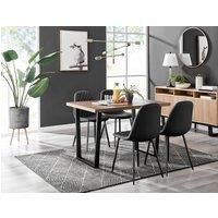 KYLO Brown Wood Effect Black Leg Dining Table & 4 Faux Leather Dining Chairs