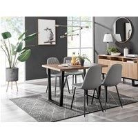 KYLO Brown Wood Effect Black Leg Dining Table & 4 Faux Leather Dining Chairs
