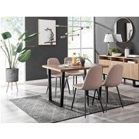 KYLO Brown Wood Effect Black Leg Dining Table & 4 Faux Leather Dining Chairs
