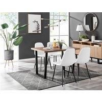 KYLO Brown Wood Effect Black Leg Dining Table & 4 Faux Leather Dining Chairs