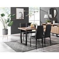 Furniture Box Kylo Brown Wood Effect Dining Table and 4 Black Milan Black Leg Chairs