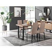 Furniture Box Kylo Brown Wood Effect Dining Table and 4 Cappuccino Milan Black Leg Chairs