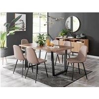 Furniture Box Kylo Brown Wood Effect Dining Table and 6 Cappuccino Corona Black Leg Chairs