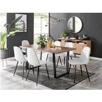 Furniture Box Kylo Brown Wood Effect Dining Table and 6 White Corona Black Leg Chairs