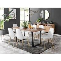 KYLO Brown Wood Effect Black Leg Dining Table & 6 Faux Leather Dining Chairs