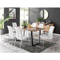 KYLO Brown Wood Effect Black Leg Dining Table & 6 Faux Leather Dining Chairs
