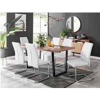 KYLO Brown Wood Effect Black Leg Dining Table & 6 Faux Leather Dining Chairs