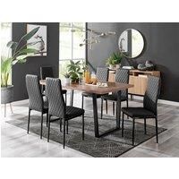 Furniture Box Kylo Brown Wood Effect Dining Table and 6 Black Milan Black Leg Chairs