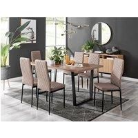 Furniture Box Kylo Brown Wood Effect Dining Table and 6 Cappuccino Milan Black Leg Chairs