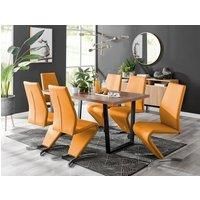 Furniture Box Kylo Brown Wood Effect Dining Table and 6 Mustard Willow Chairs