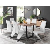 Furniture Box Kylo Brown Wood Effect Dining Table and 6 White Willow Chairs