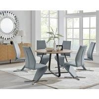 Furniture Box Santorini Brown Wood Effect Dining Table and 6 Grey Willow Chairs