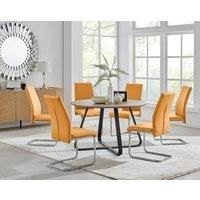 Furniture Box Santorini Brown Wood Effect Dining Table and 6 Mustard Lorenzo Chairs